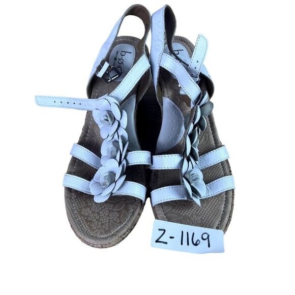 BOC Cornelis Wedge Sandals 10M White Floral Adjustable Ankle Strap Leather Upper - Picture 14 of 14